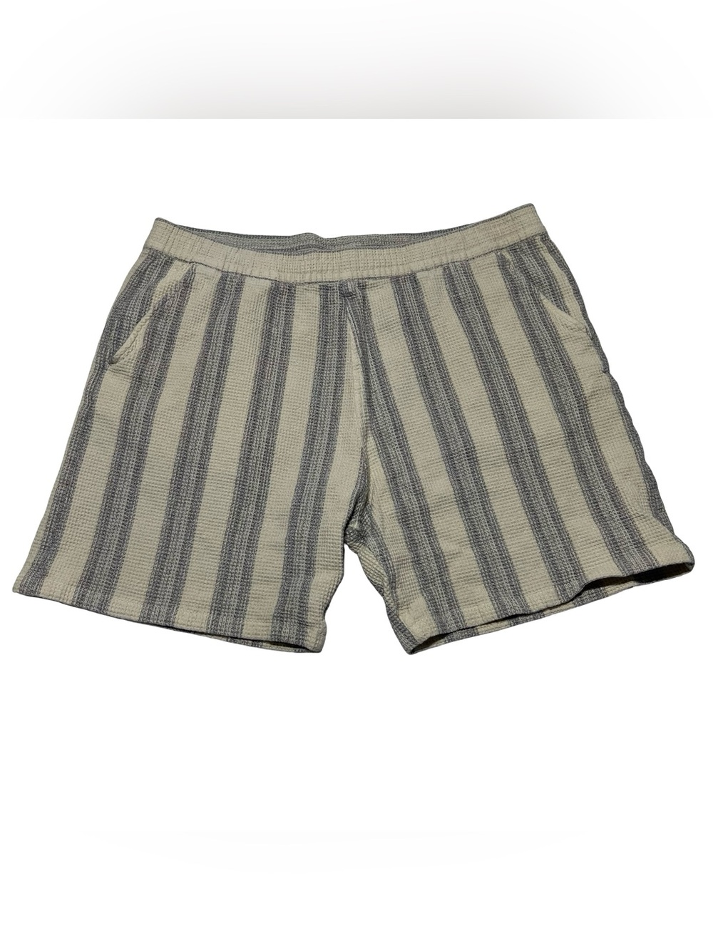 Carhartt WIP Dodson Waffle Knit Shorts Mens XXL Gray Beige Vertical Stripe Rare